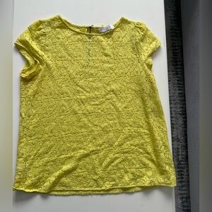 Ann Taylor Loft Bright Yellow/Green short sleeve top. Petite Large